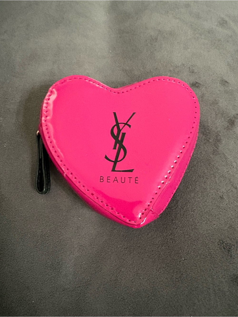 Yves Saint Laurent Hot Pink Patent Heart Coin Pouch
